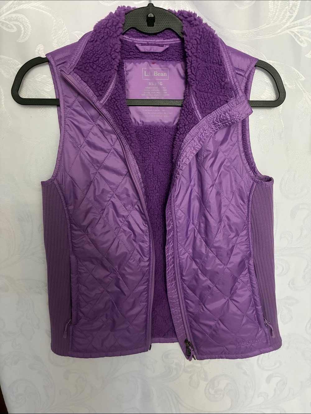 L.L. Bean Quilted Sherpa-Lined Vest in Purple